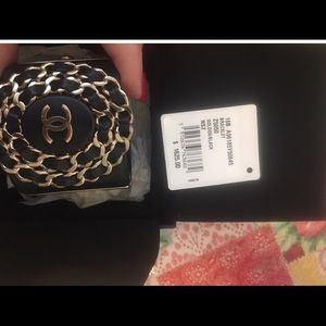 Authentic  Chanel black leather cuff